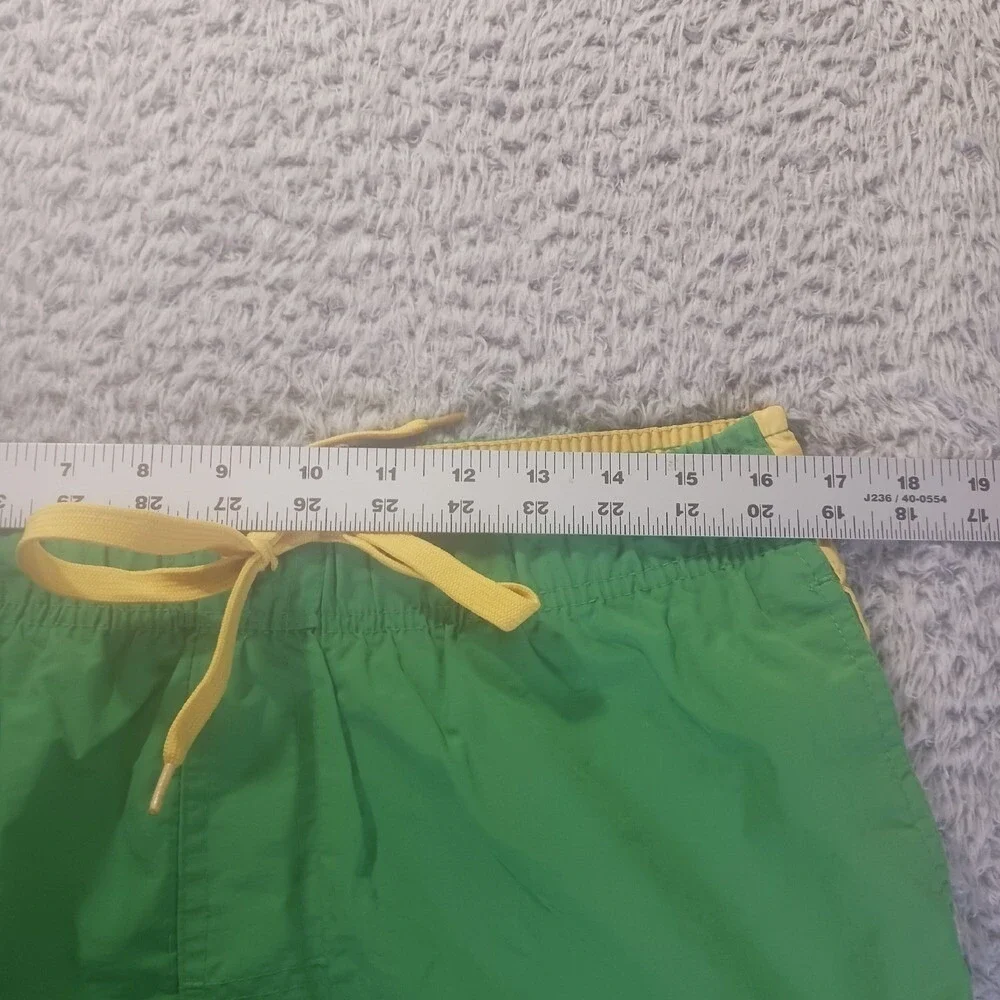 U.S. Polo Assn Green Yellow Striped Cargo Board Shorts Swim‎ Trunks Mens L